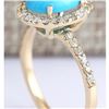 Image 3 : 2.67 CTW Natural Turquoise And Diamond Ring In 14k Yellow Gold