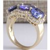 Image 3 : 7.38 CTW Natural Tanzanite And Diamond Ring 18K Solid Yellow Gold