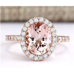 2.67 CTW Natural Morganite And Diamond Ring In 18K Rose Gold