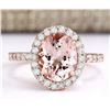 Image 1 : 2.67 CTW Natural Morganite And Diamond Ring In 18K Rose Gold