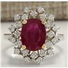 Image 1 : 3.91 CTW Natural African Ruby And Diamond Ring 18K Solid White Gold