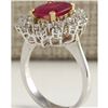 Image 3 : 3.91 CTW Natural African Ruby And Diamond Ring 18K Solid White Gold