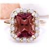 Image 1 : 6.60 CTW Natural Tourmaline 18K Solid Yellow Gold Diamond Ring