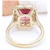Image 3 : 6.60 CTW Natural Tourmaline 18K Solid Yellow Gold Diamond Ring