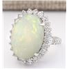 Image 2 : 11.41 CTW Natural Opal And Diamond Ring In 14k White Gold