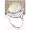 Image 3 : 11.41 CTW Natural Opal And Diamond Ring In 14k White Gold