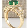 Image 3 : 3.93 CTW Natural Emerald And Diamond Ring In 18K Yellow Gold