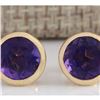Image 1 : 3.00 CTW Natural Amethyst Earrings 14k Solid Yellow Gold