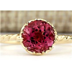 1.50 CTW Natural Pink Tourmaline Ring In 14k Yellow Gold
