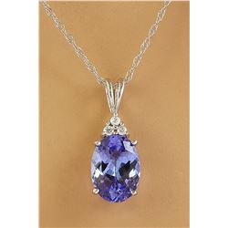 3.20 CTW Tanzanite 14K White Gold Diamond Necklace