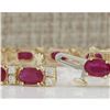 Image 2 : 11.01 CTW Natural Ruby And Diamond Bracelet In 14K Yellow Gold
