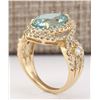 Image 3 : 5.00 CTW Natural Blue Aquamarine And Diamond Ring In 14k Yellow Gold