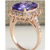 Image 3 : 6.89 CTW Natural Blue Tanzanite And Diamond Ring 18K Solid Rose Gold