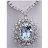 Image 1 : 14.86 CTW Natural Aquamarine And Diamond Necklace In 14K White Gold