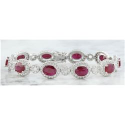 14.50 CTW Ruby 14K White Gold Diamond Bracelet