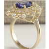 Image 3 : 4.00 CTW Natural Blue Tanzanite And Diamond Ring In 14K Yellow Gold