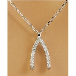 0.11 CTW Diamond 18K White Gold Wishbone Necklace