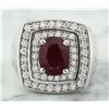 Image 1 : 4.30 CTW Ruby 18K White Gold Diamond Ring