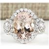 Image 1 : 5.84 CTW Natural Morganite And Diamond Ring In 18K White Gold