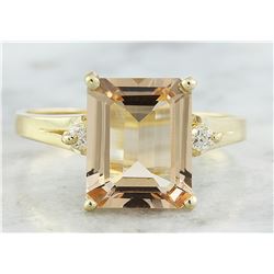 2.26 CTW Morganite 14K Yellow Gold Diamond Ring
