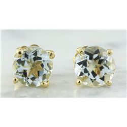 1.06 CTW Aquamarine 14K Yellow Gold Earrings