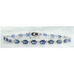 12.15 CTW Sapphire 14K White Gold Diamond Bracelet