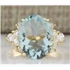 Image 1 : 4.75 CTW Natural Aquamarine And Diamond Ring In 14k Yellow Gold