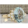 Image 2 : 4.75 CTW Natural Aquamarine And Diamond Ring In 14k Yellow Gold