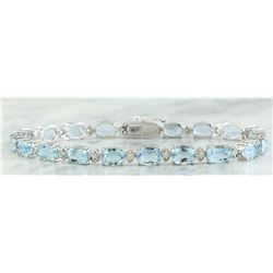 15.20 CTW Aquamarine 18K White Gold Diamond Bracelet