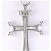 Image 1 : 0.25 CTW Natural Cross Diamond Pendant In 14k Solid White Gold