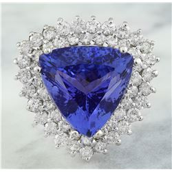 12.72 CTW Tanzanite 18K White Gold Diamond Ring