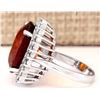 Image 2 : 19.59 CTW Natural Hessonite Garnet And Diamond Ring In 18K White Gold