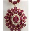 Image 1 : 53.68 CTW Natural African Ruby And Diamond Necklace In 14K Yellow Gold