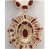 Image 2 : 53.68 CTW Natural African Ruby And Diamond Necklace In 14K Yellow Gold