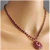 Image 4 : 53.68 CTW Natural African Ruby And Diamond Necklace In 14K Yellow Gold