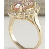 Image 3 : 5.00 CTW Natural Peach Morganite And Diamond Ring In 18K Solid Yellow Gold