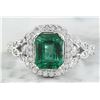 Image 1 : 2.64 CTW Emerald 14K white Gold Diamond Ring