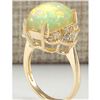 Image 3 : 5.84 CTW Natural Opal And Diamond Ring In 14K Yellow Gold