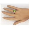 Image 4 : 4.31 CTW Natural Peridot And Diamond Ring In 14k Yellow Gold