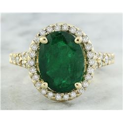 3.70 CTW Emerald 18K Yellow Gold Diamond Ring