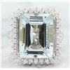 Image 1 : 10.77 CTW Aquamarine 18K White Gold Diamond Ring