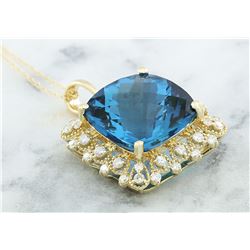 17.52 CTW Topaz 18K Yellow Gold Diamond Necklace