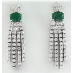 5.01 CTW Emerald 18K White Gold Diamond Errings