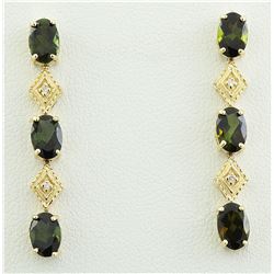 2.65 CTW Tourmaline 14K Yellow Gold Diamond Earrings