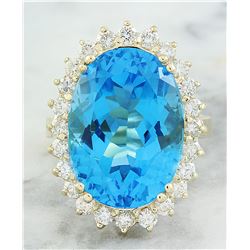 18.68 CTW Topaz 14K Yellow Gold Diamond Ring