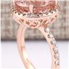 Image 3 : 6.80 CTW Natural Morganite And Diamond Ring In 18K Rose Gold