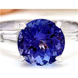 3.42 CTW Natural Tanzanite 18K Solid White Gold Diamond Ring
