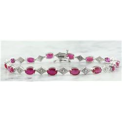8.50 CTW Ruby 18K White Gold Diamond Bracelet
