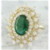 Image 2 : 7.15 CTW Emerald 18K Yellow Gold Diamond Ring