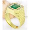 Image 4 : 3.57 CTW Natural Emerald 14K Solid Yellow Gold Diamond Ring